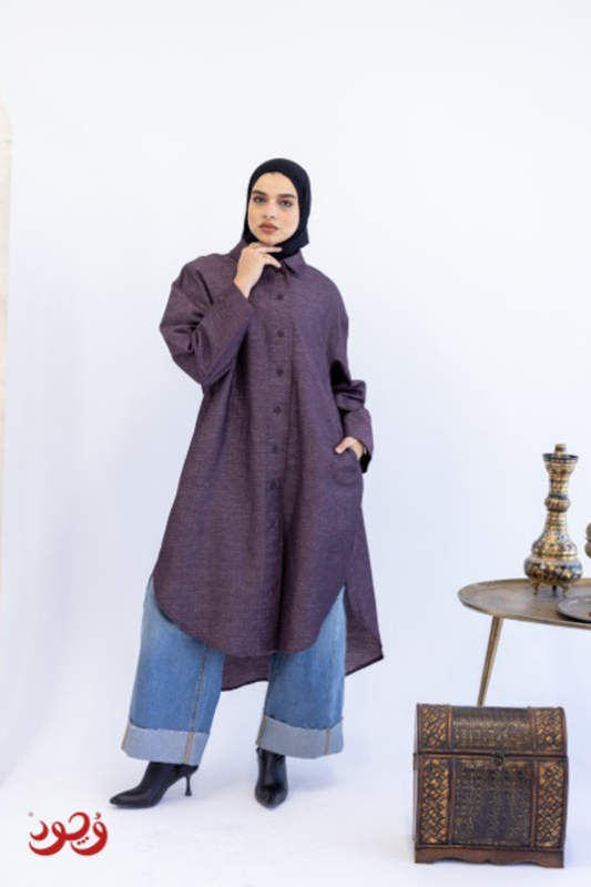 Dark Red Long Women Shirt