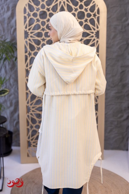 Belted Striped Cardigan