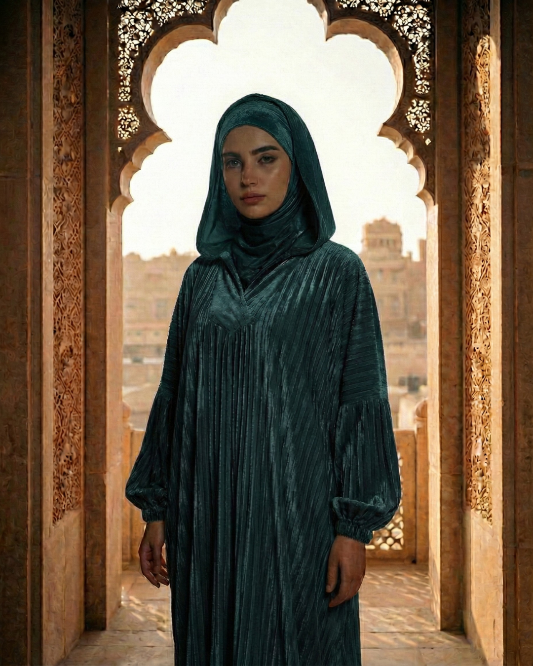 Pleated Katefa Esdal with Hood