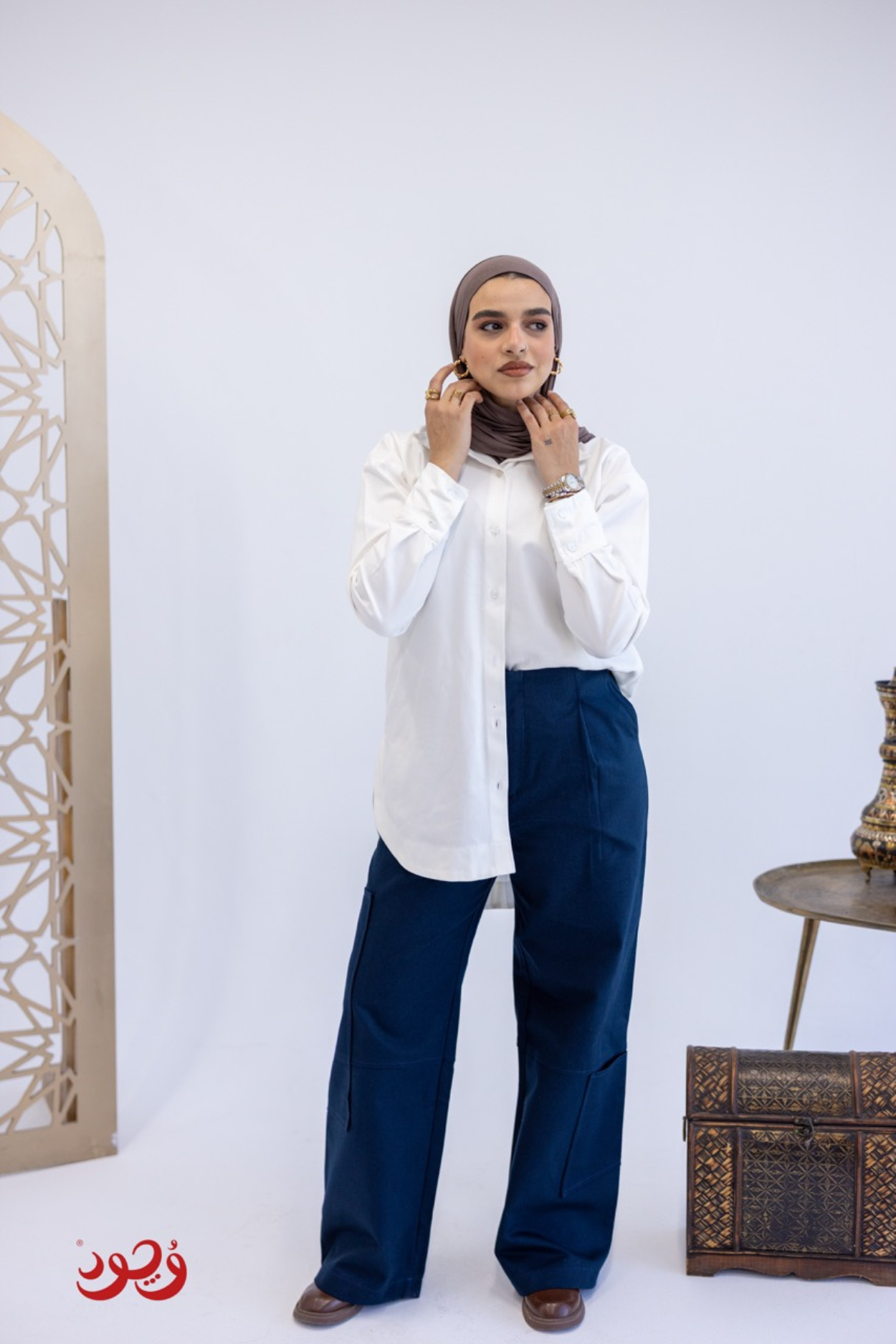 Short White Gabardine Blouse