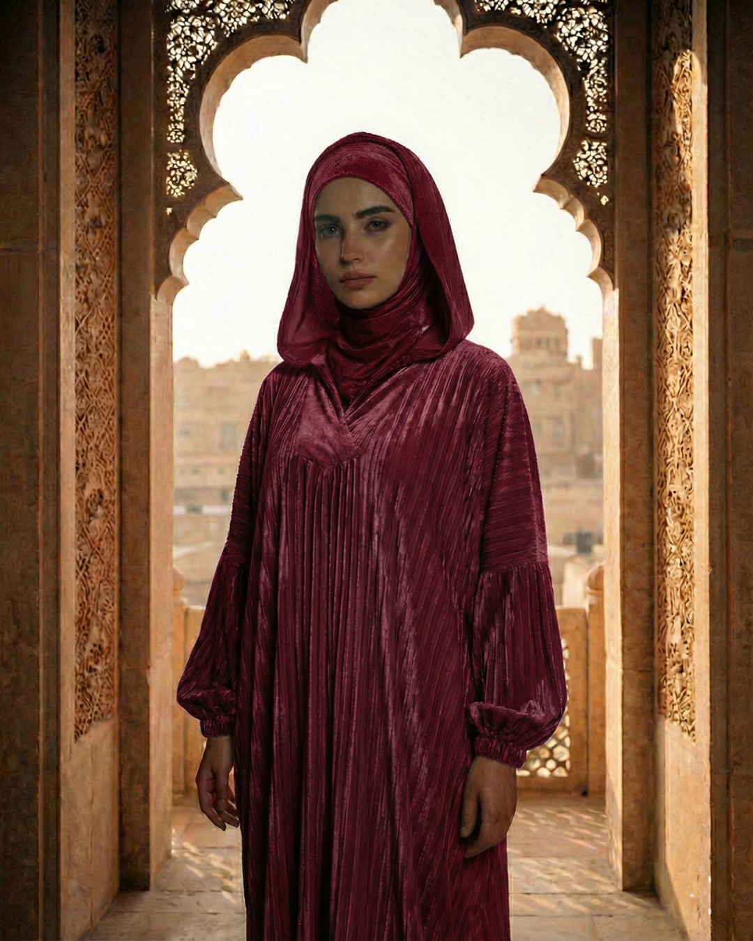 Pleated Katefa Esdal with Hood