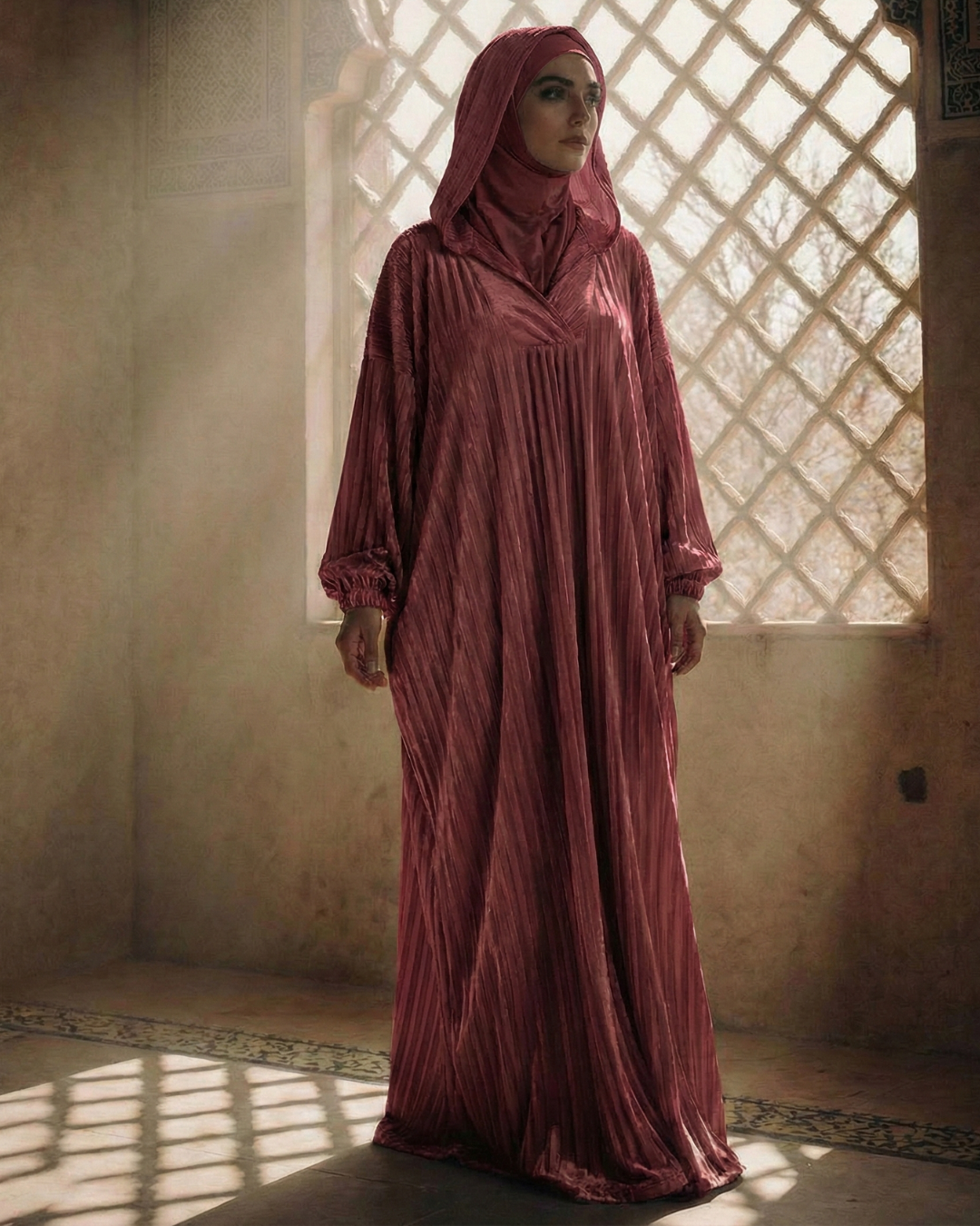 Pleated Katefa Esdal with Hood