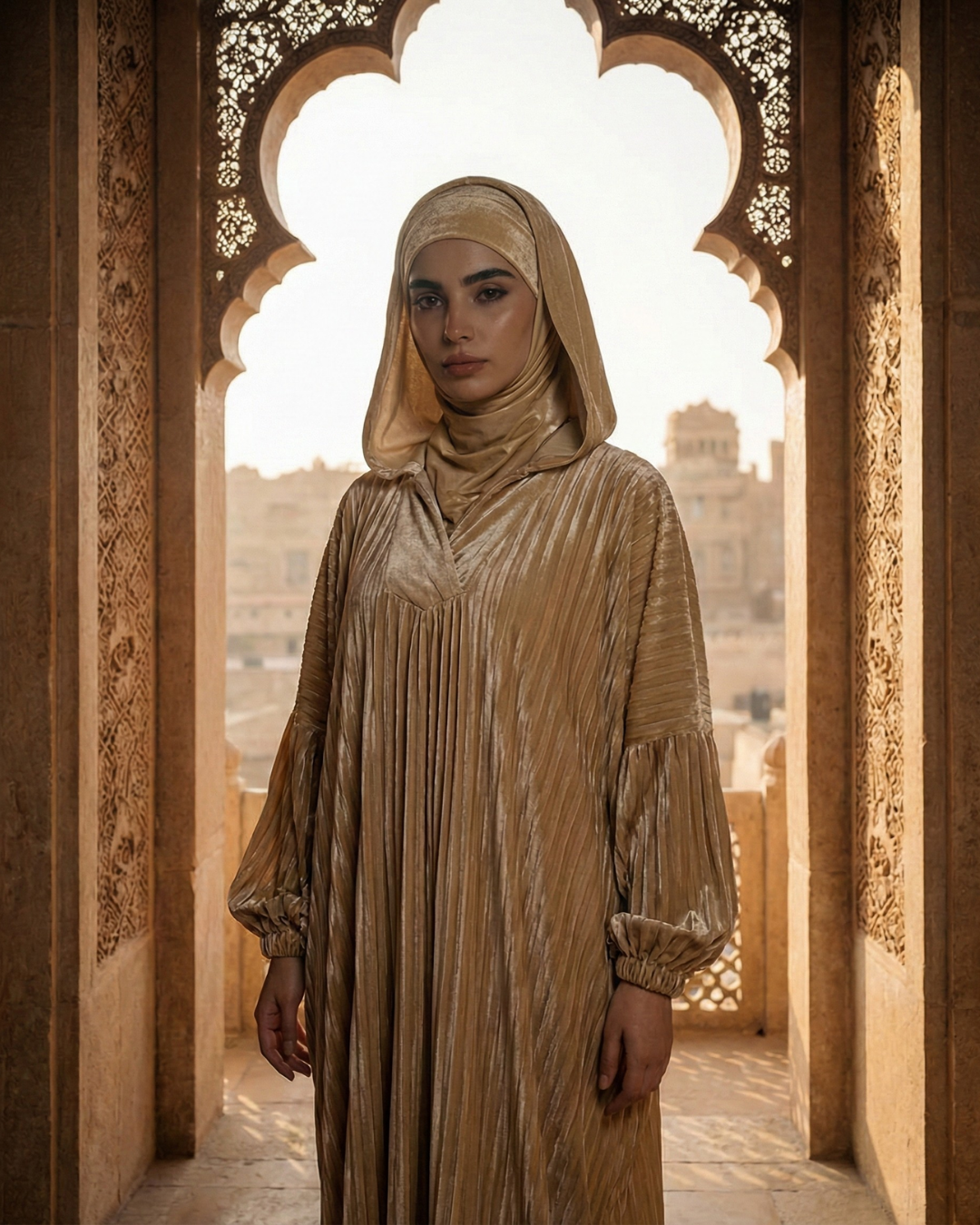 Pleated Katefa Esdal with Hood