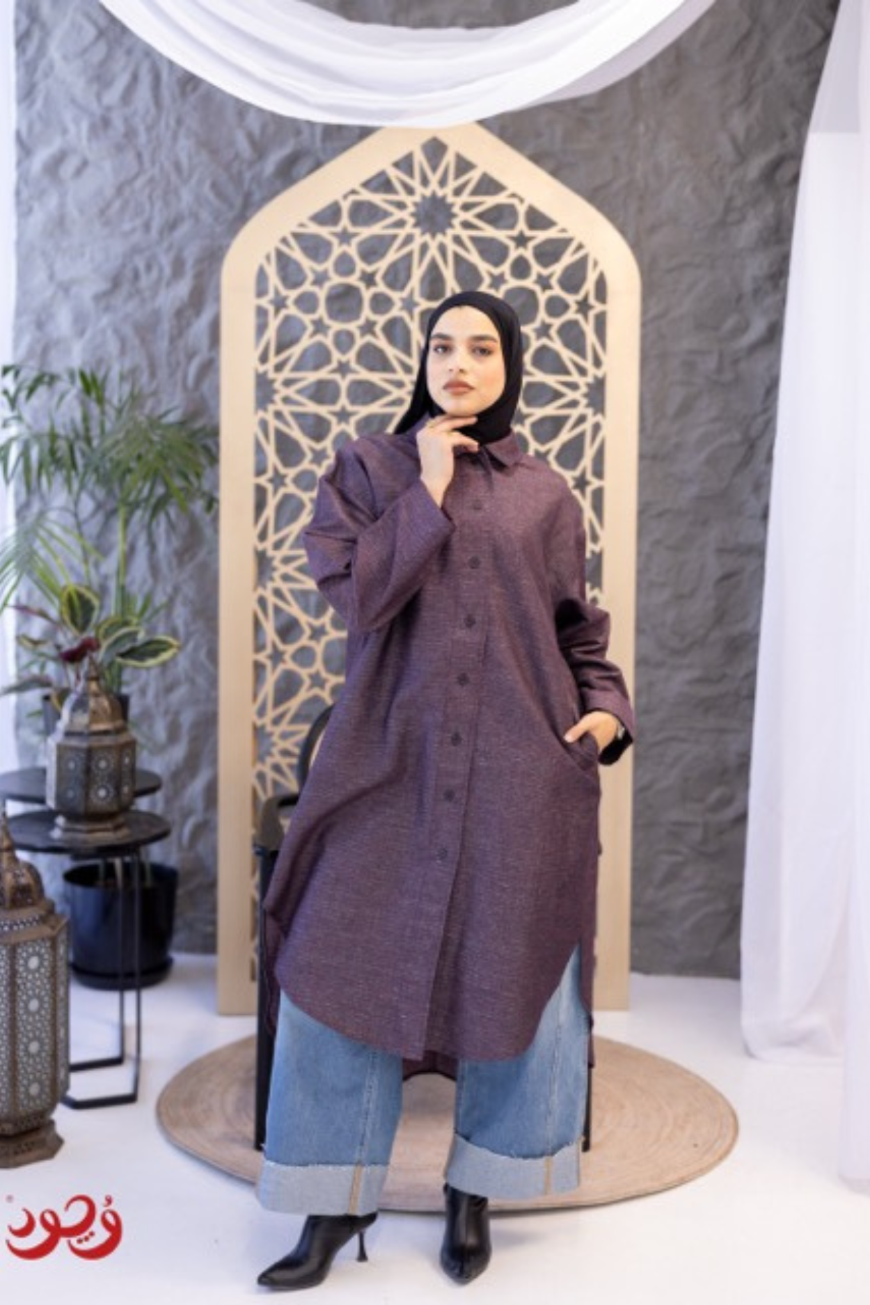 Dark Red Long Women Shirt