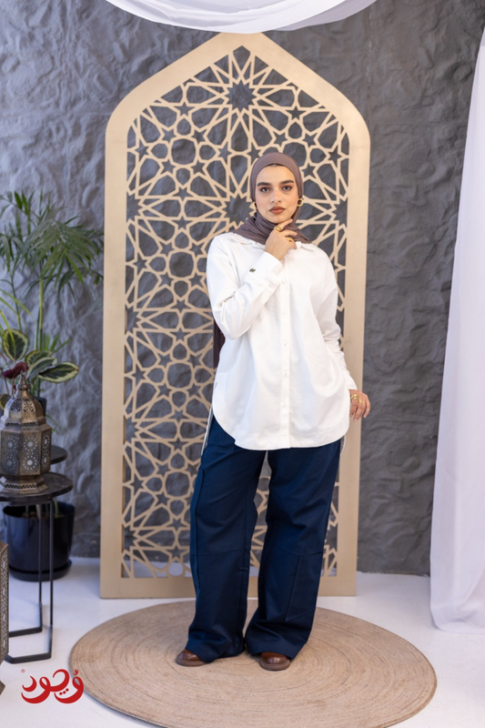 Short White Gabardine Blouse