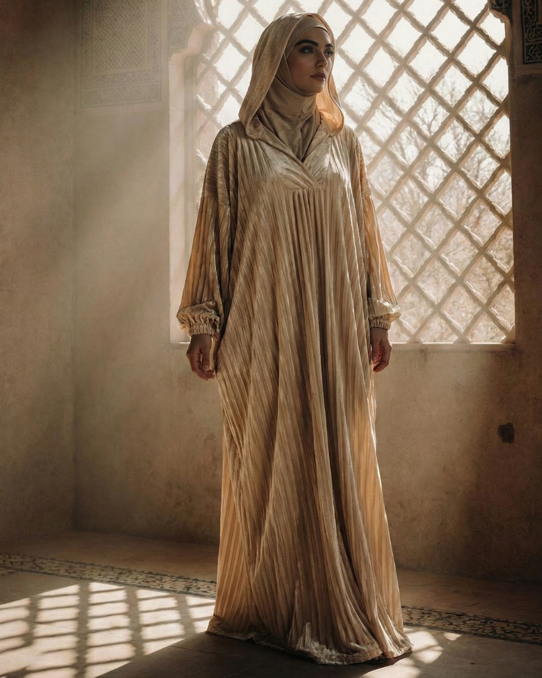 Pleated Katefa Esdal with Hood