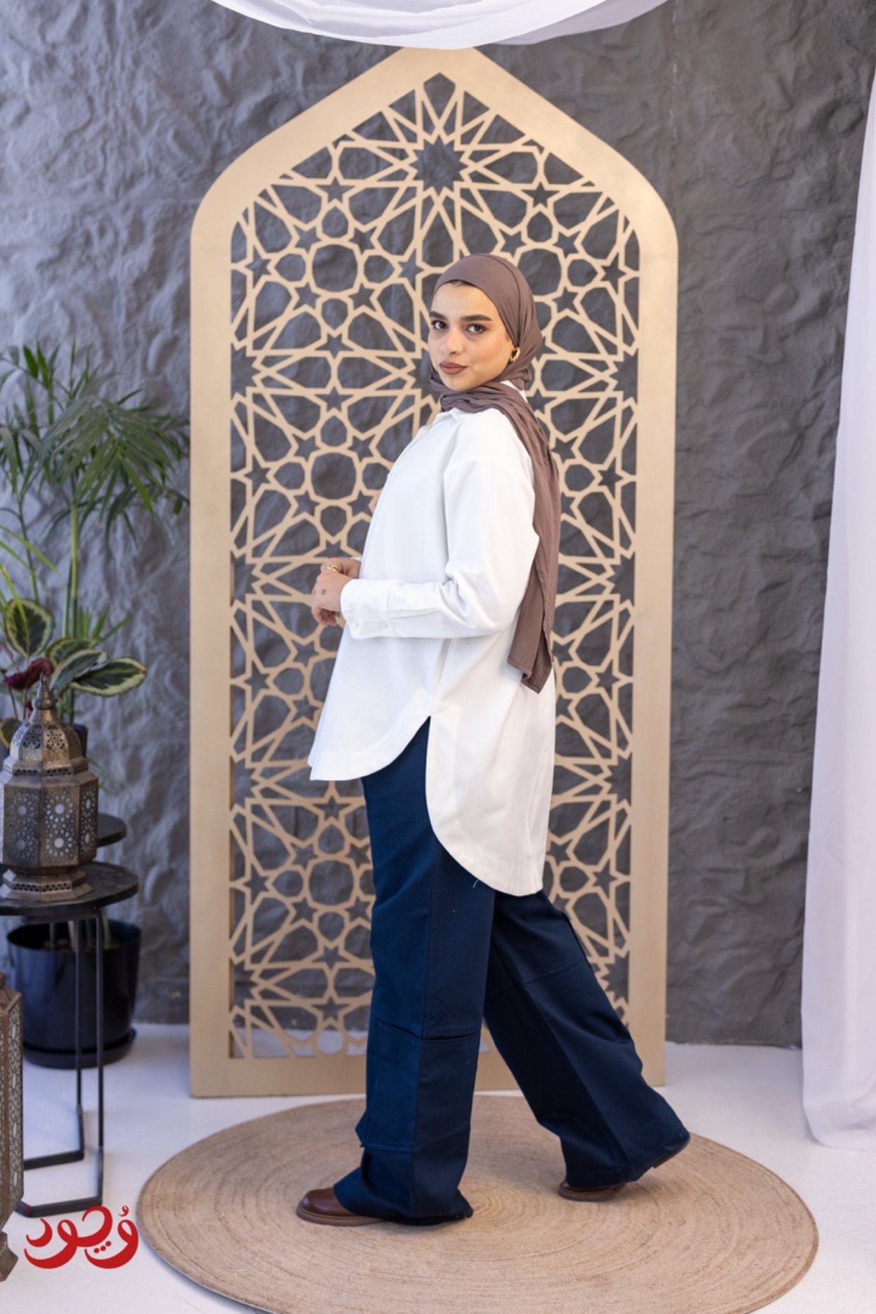 Short White Gabardine Blouse