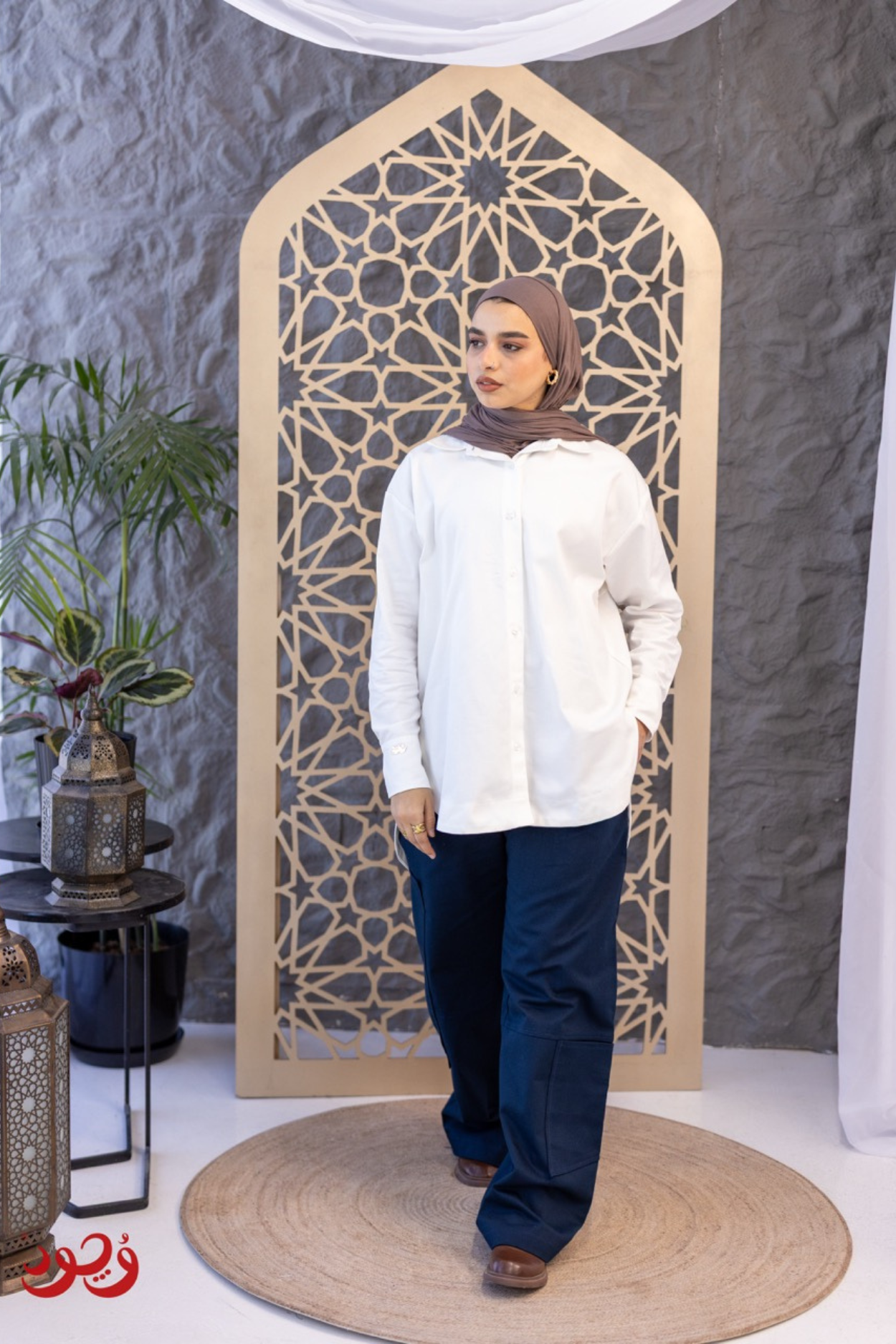 Short White Gabardine Blouse